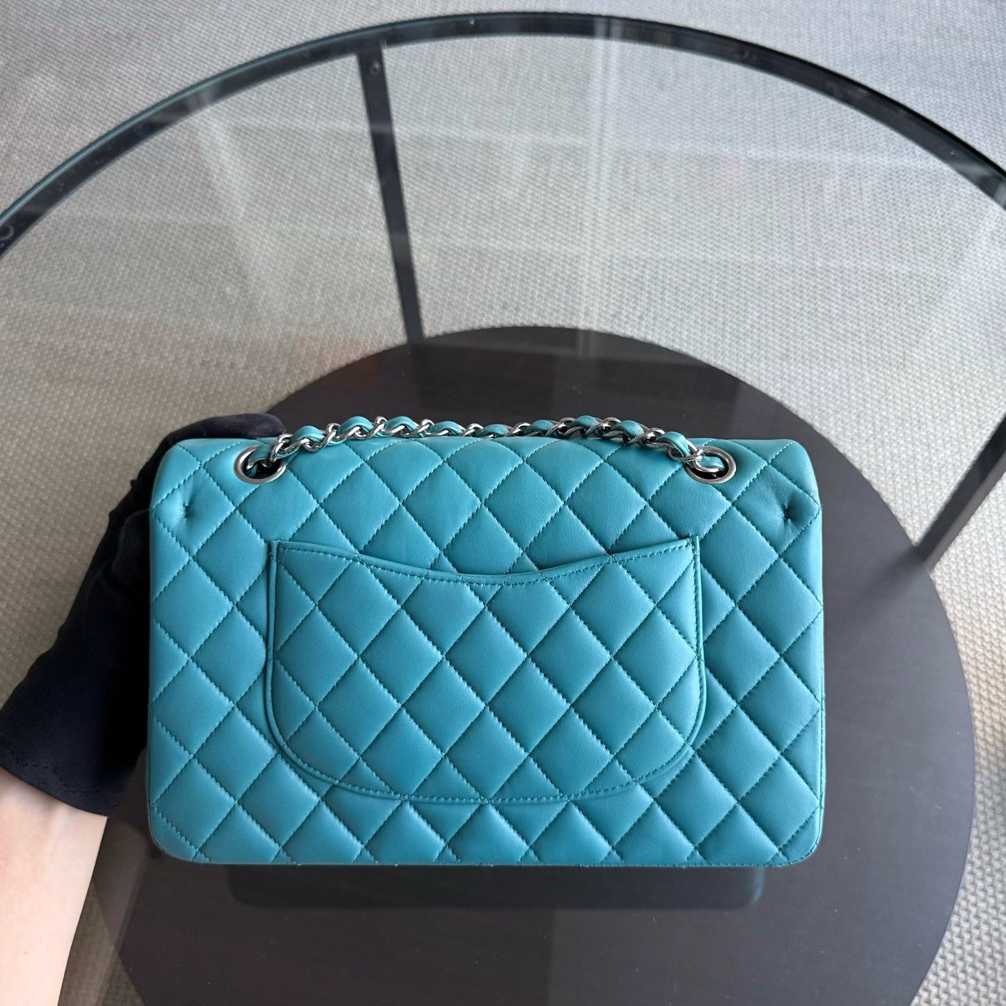 Chanel Classic Flap Medium - 25CM Quilted Lambskin Blue Silver Hardware Series 20
