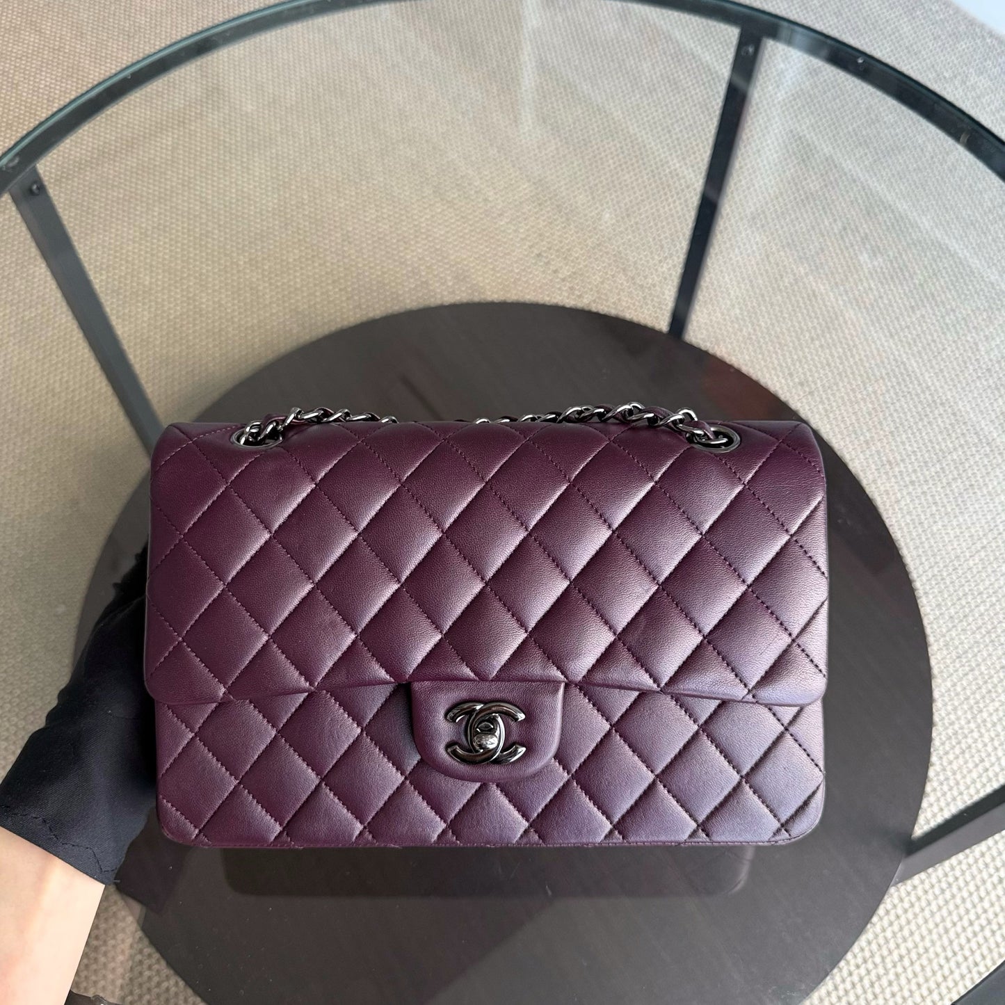 Chanel Classic Flap Medium - 25CM Quilted Lambskin Purple Black Hardware Series 15