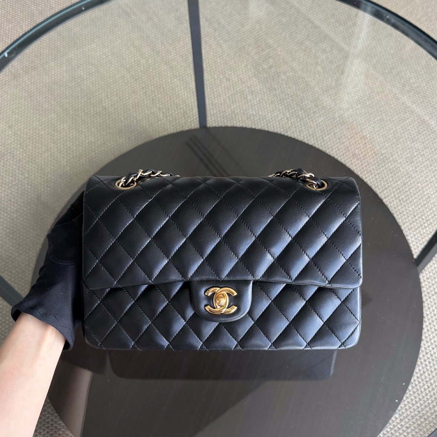 Chanel Classic Flap Medium - 25CM Quilted Lambskin Black Gold Hardware