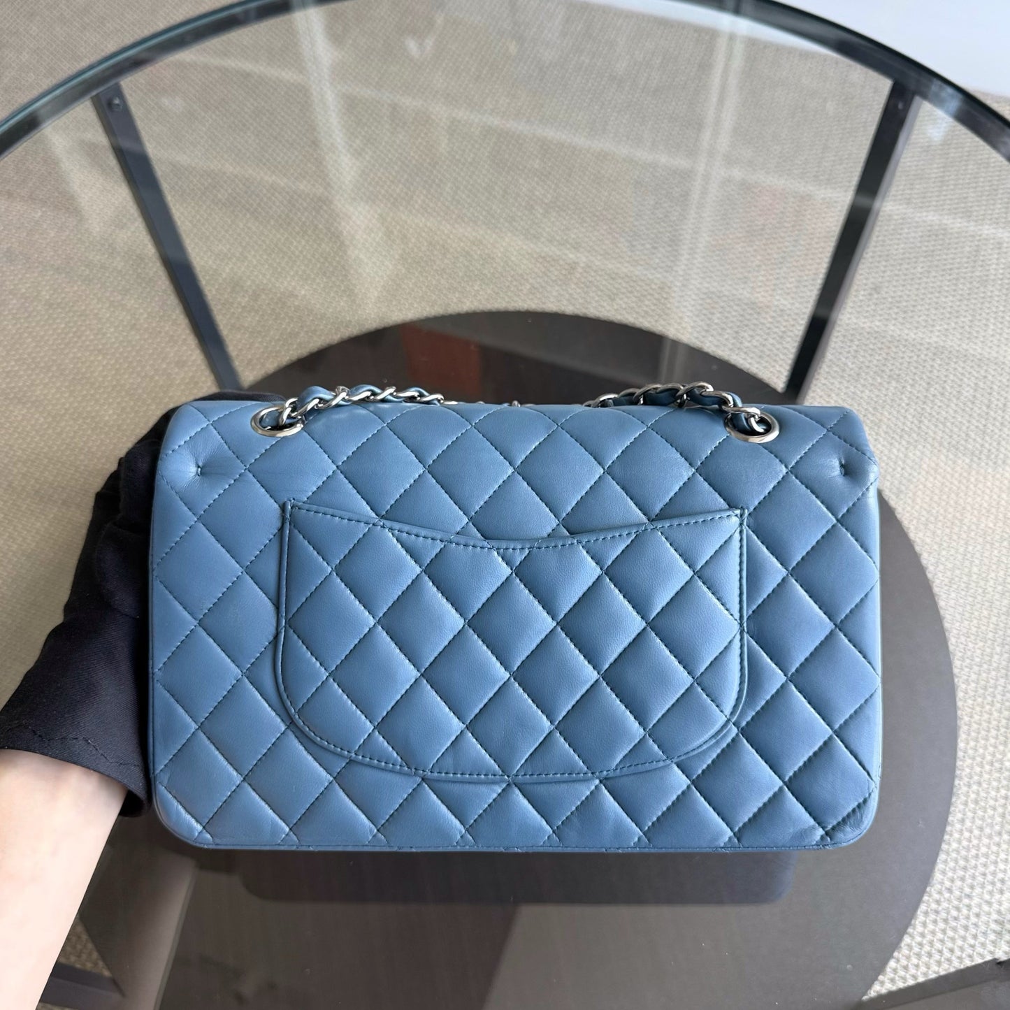 Chanel Classic Flap Medium - 25CM Quilted Lambskin Blue Silver Hardware 17