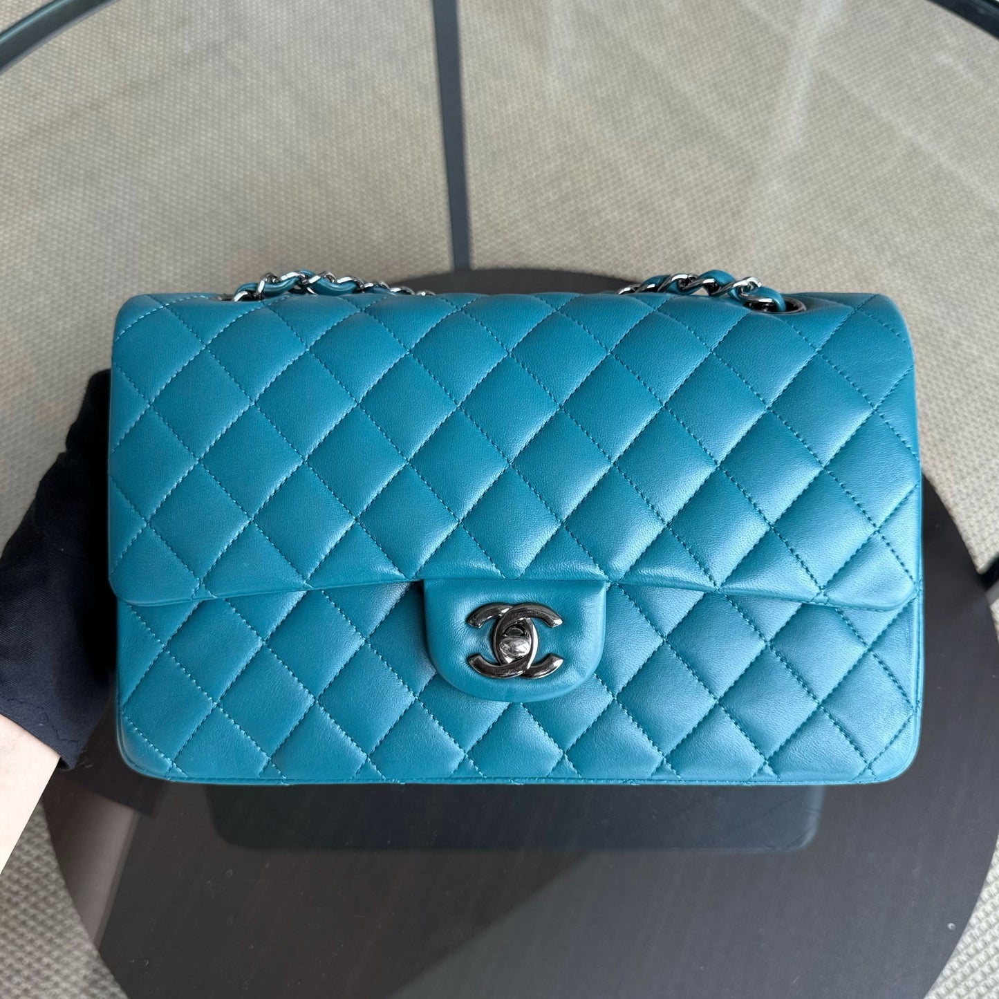 Chanel Classic Flap Medium - 25CM Quilted Lambskin Blue Silver Hardware Series 15