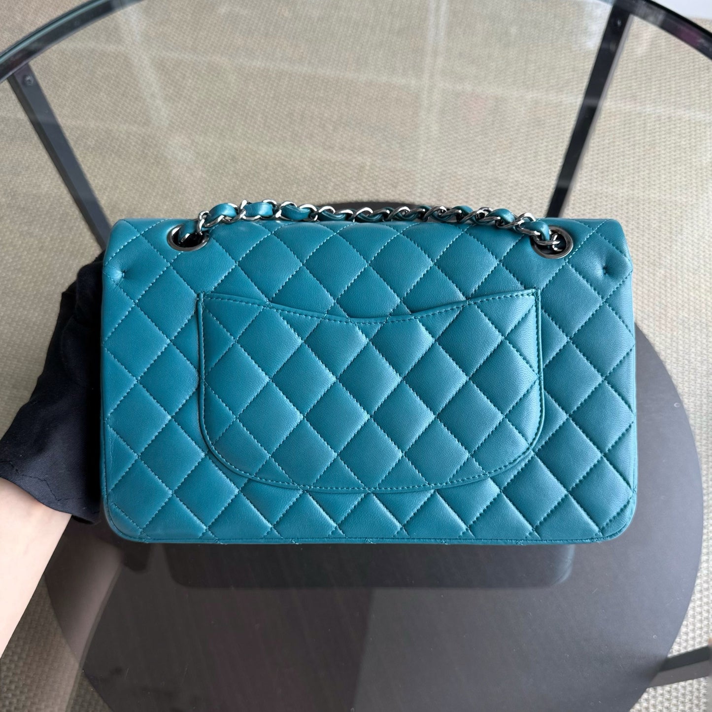 Chanel Classic Flap Medium - 25CM Quilted Lambskin Blue Silver Hardware Series 15
