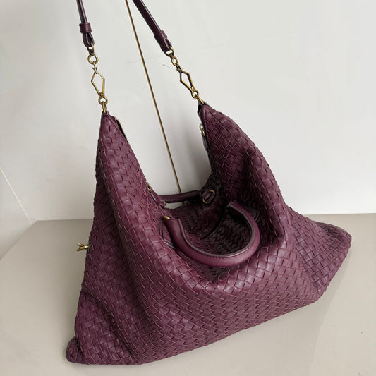 Bottega Veneta Maxi Convertible Tote Bag Wine Burgundy Leather Gold Hardware 50cm