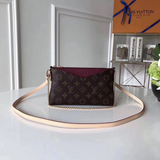 Top Quality Pallas Clutch Monogram Canvas Burgundy For Women, WoHandbag, Shoulder And Crossbody Bags 8.3in/21cm Top Quality M41639
