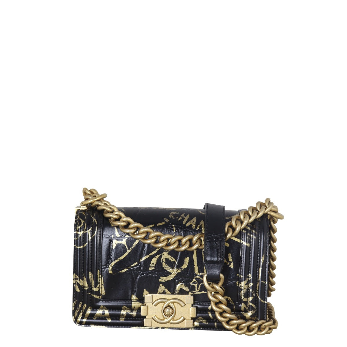 Chanel Boy Small Croc Embossed Graffiti