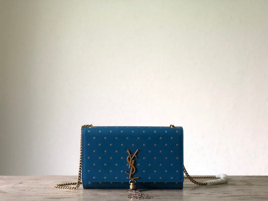 Top Quality Kate MeTop Qualityum Chain Bag With Star Pattern Blue For Women 9.4in/24cm YSL