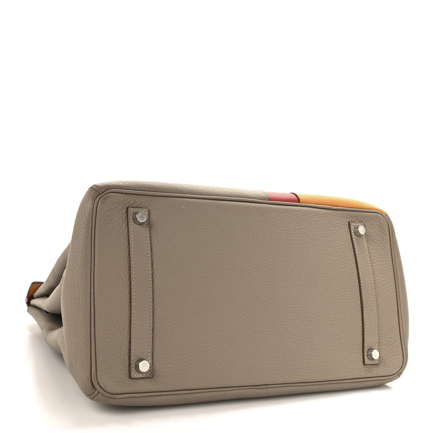 Hermes Taurillon Clemence Swift Tri-Color Birkin 35 Sanguine Gris Tourterelle Moutarde