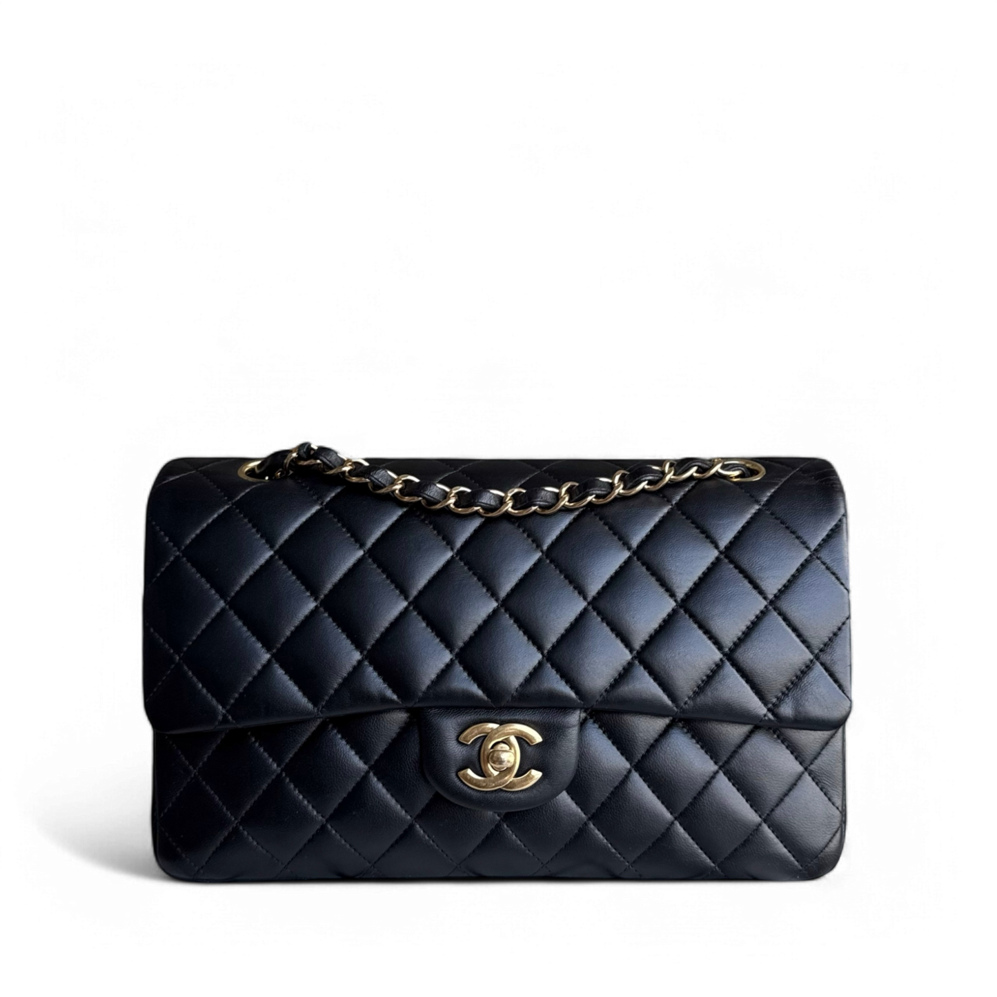Chanel Classic Flap Medium - 25CM Quilted Lambskin Black Gold Hardware Series 22