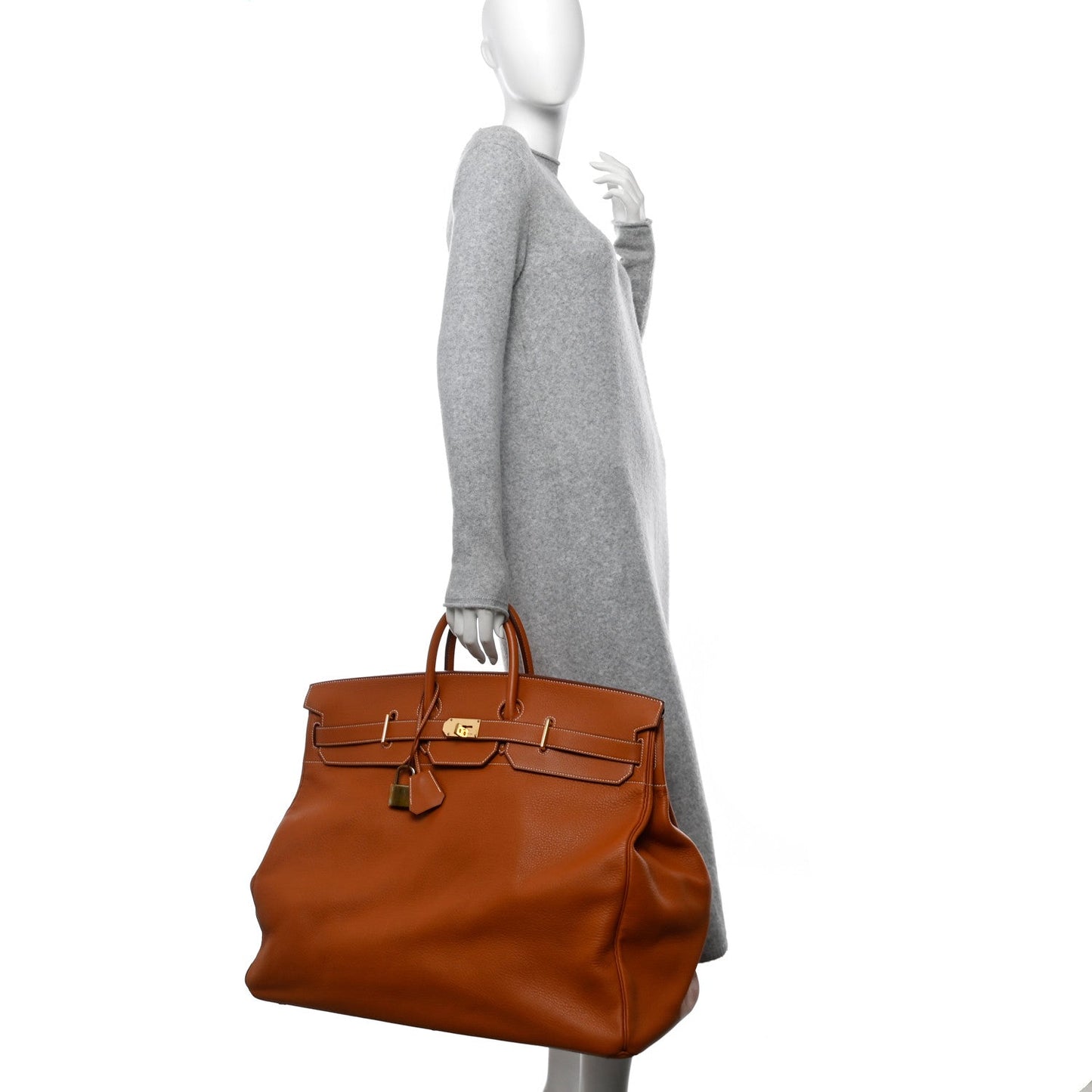 Hermes Taurillon Clemence HAC Travel Birkin 55 Gold