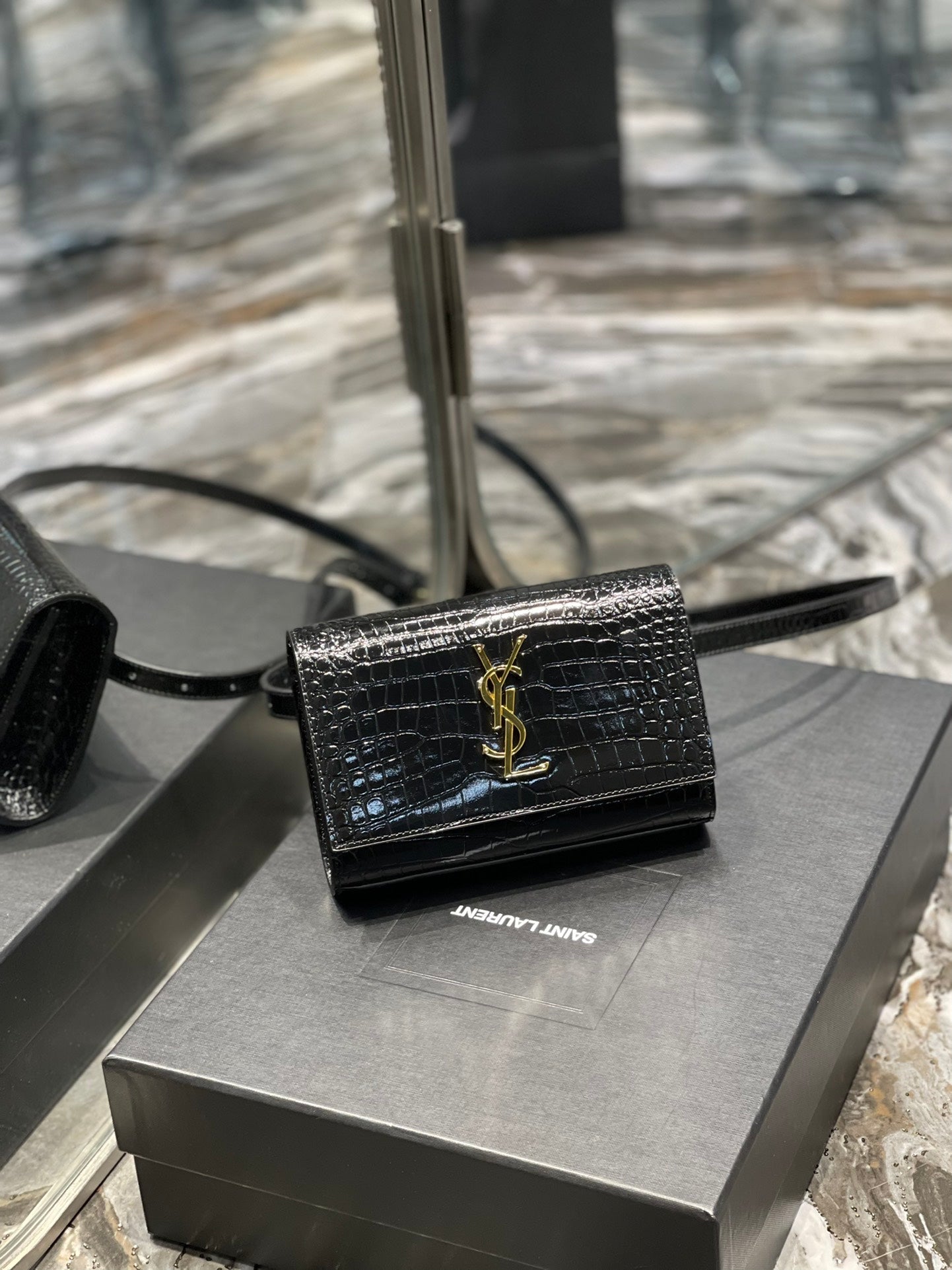 Top Quality Kate Belt Bag Light Black For Women, Women’s Bags 7in/18cm YSL