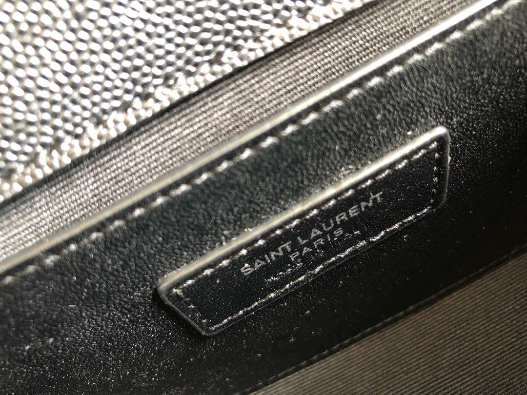 YSSL Envelope Small Bag In Mix Matelassé Grain De Poudre Black For Women 8in/21cm YSL 600195BOW921000