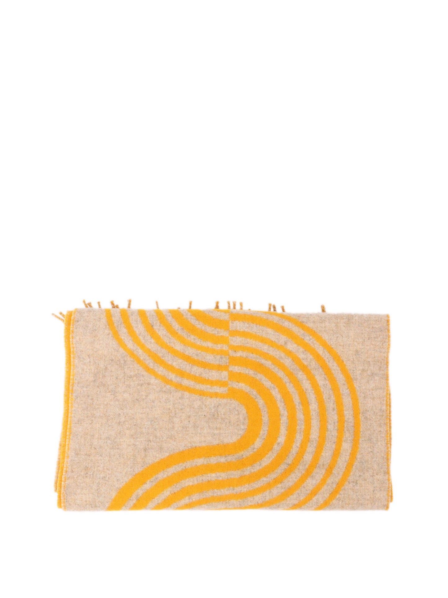 Hermes Yellow & Beige Cashmere Scarf.