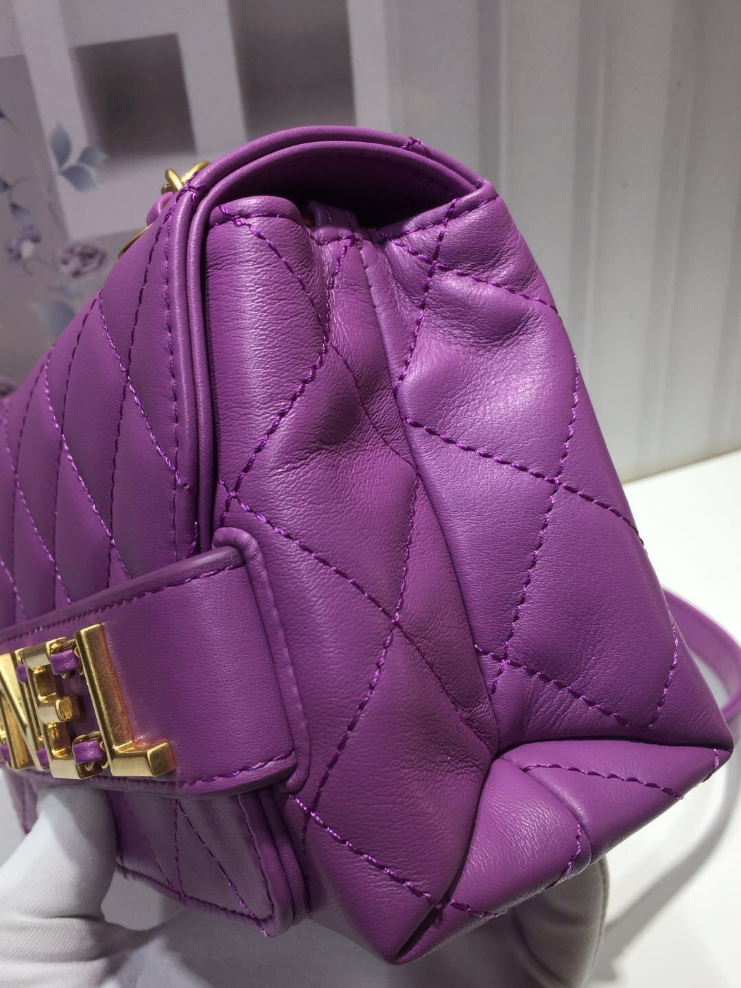 CHLFront Logo Small Top Qualityap Bag Gold Hardware Purple For Women Handbags, Shoulder Bags 8.2in/21cm AS1490