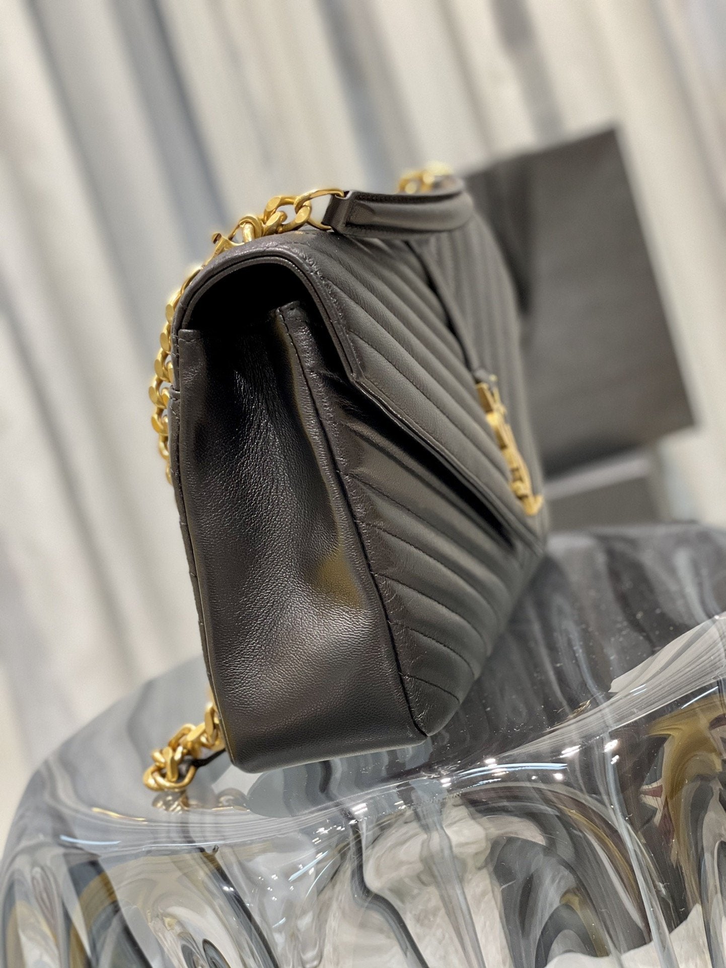 YSSL College Large Chain Bag Black With Gold Hardware For Women 12in/32cm YSL 600278BRM071000