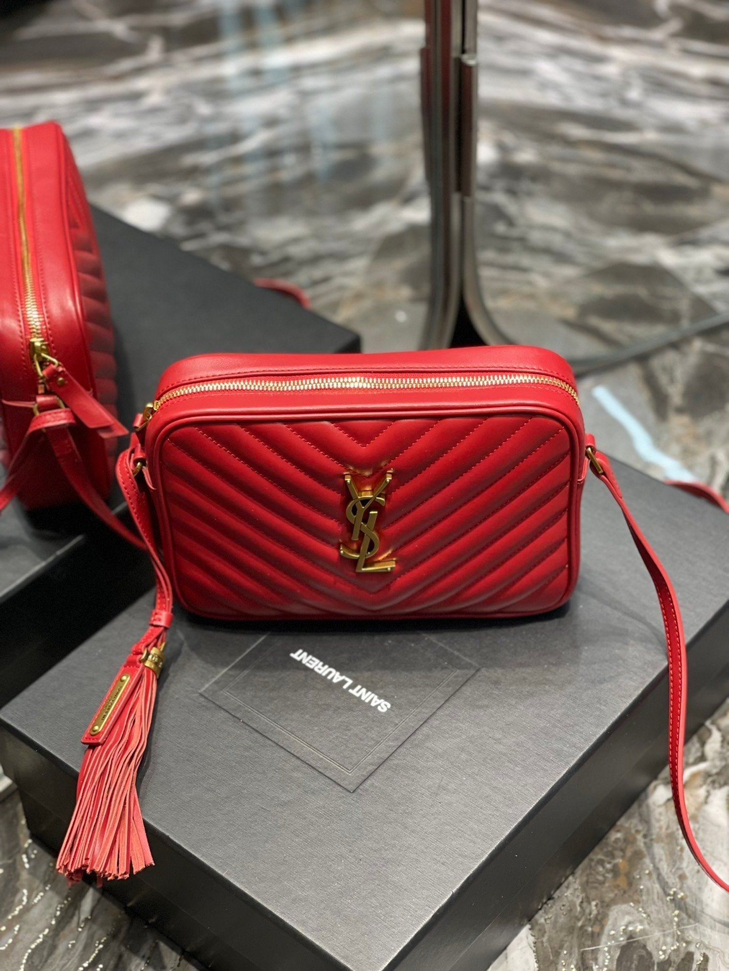 Top Quality Lou Camera Bag Red With Gold Toned Hardware For Women 9in/23cm YSL 612544DV7076008