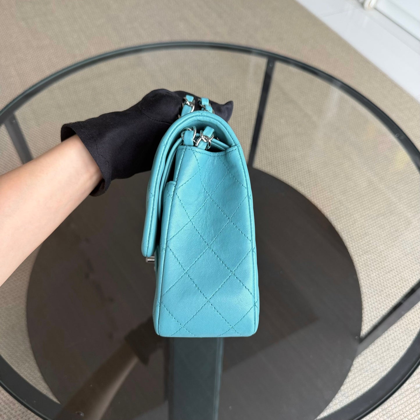 Chanel Classic Flap Medium - 25CM Quilted Lambskin Blue Silver Hardware Series 19