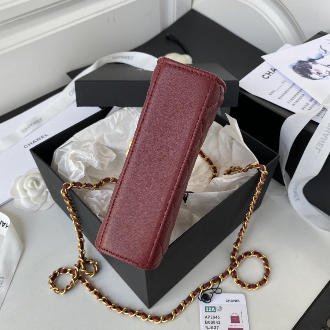 CHL Clutch With Chain Gold Hardware Red For Women Handbags, Shoulder Bags 5.7in/14.5cm