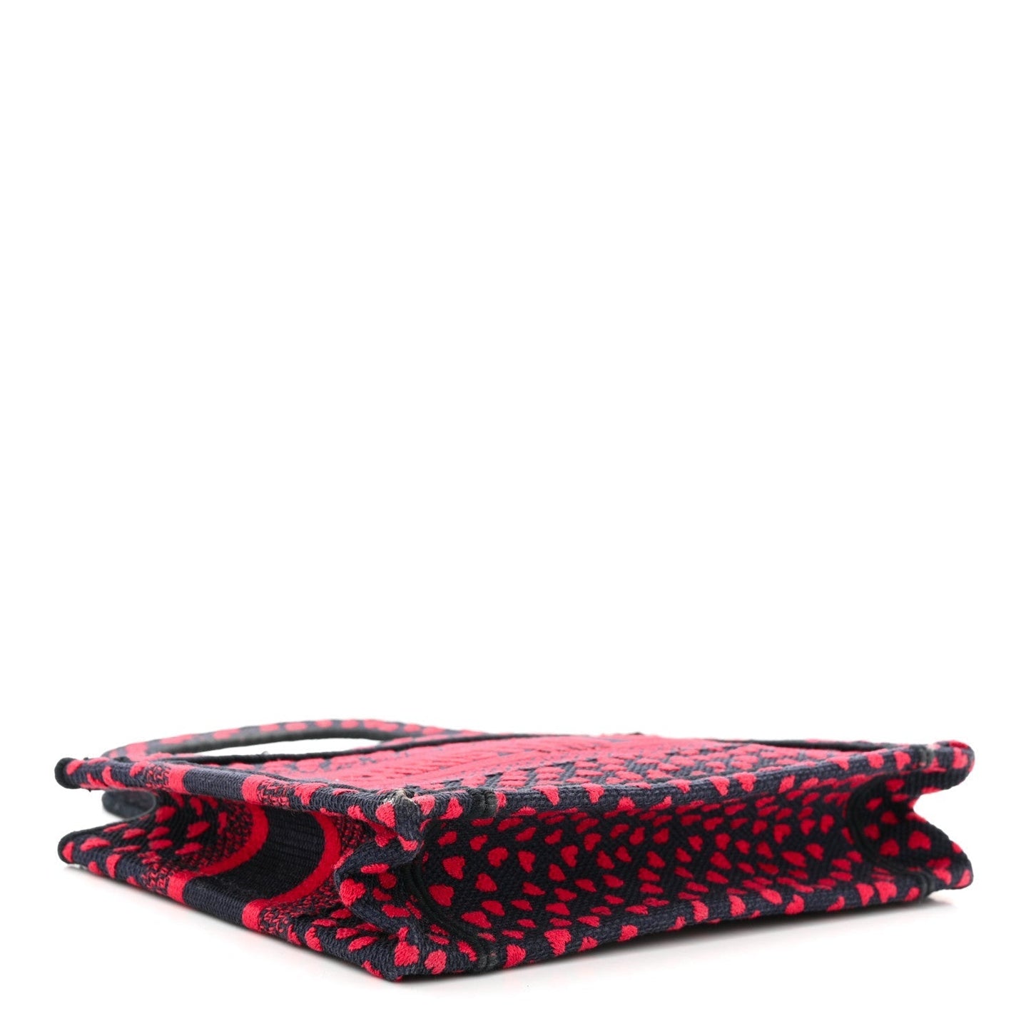 Christian Dior Canvas Embroidered Pop Heart I Love Paris Mini Book Tote Red Multicolor