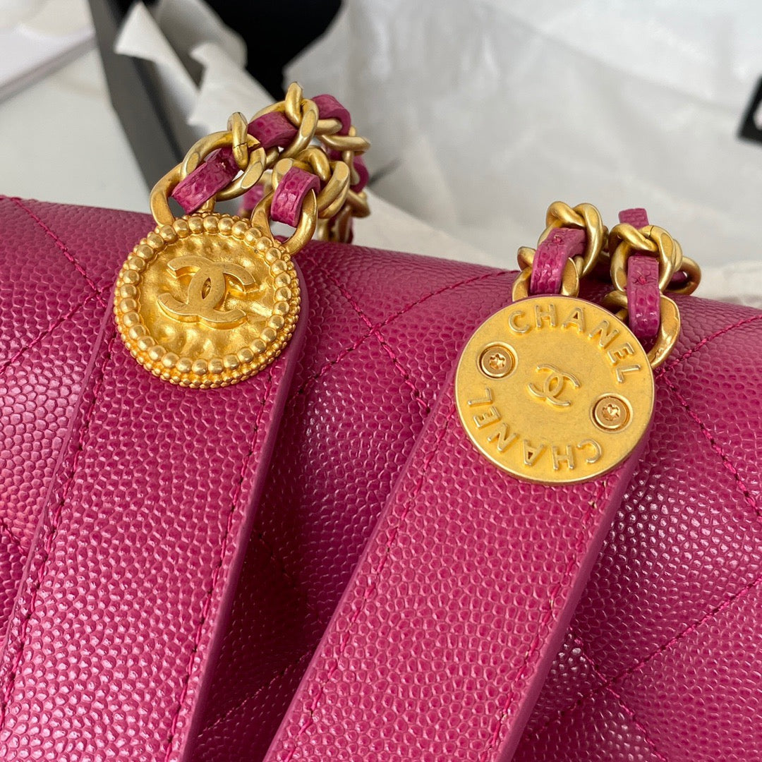 CHLSmall Top Qualityap Bag Gold Hardware Plum For Women Handbags, Shoulder Bags 7.5in/19cm AP2840