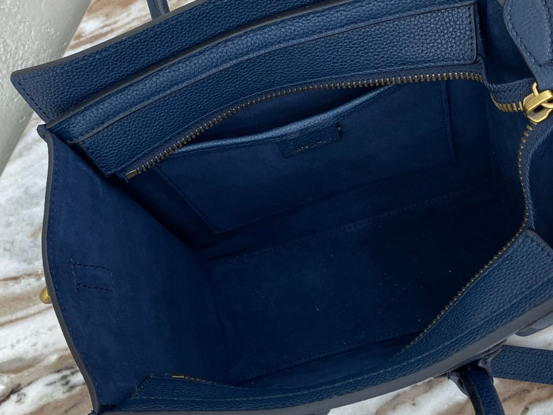 Top Quality Nano LuGucciage Bag In Drummed Dark Blue For Women 8in/20cmÂ 