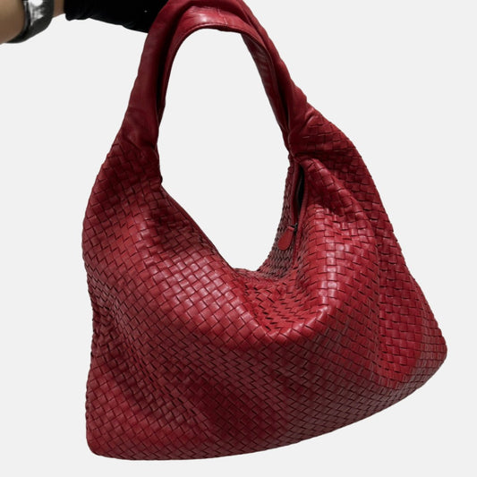 Bottega Veneta Hobo Bag Large Burgundy Red Lambskin leather 52cm