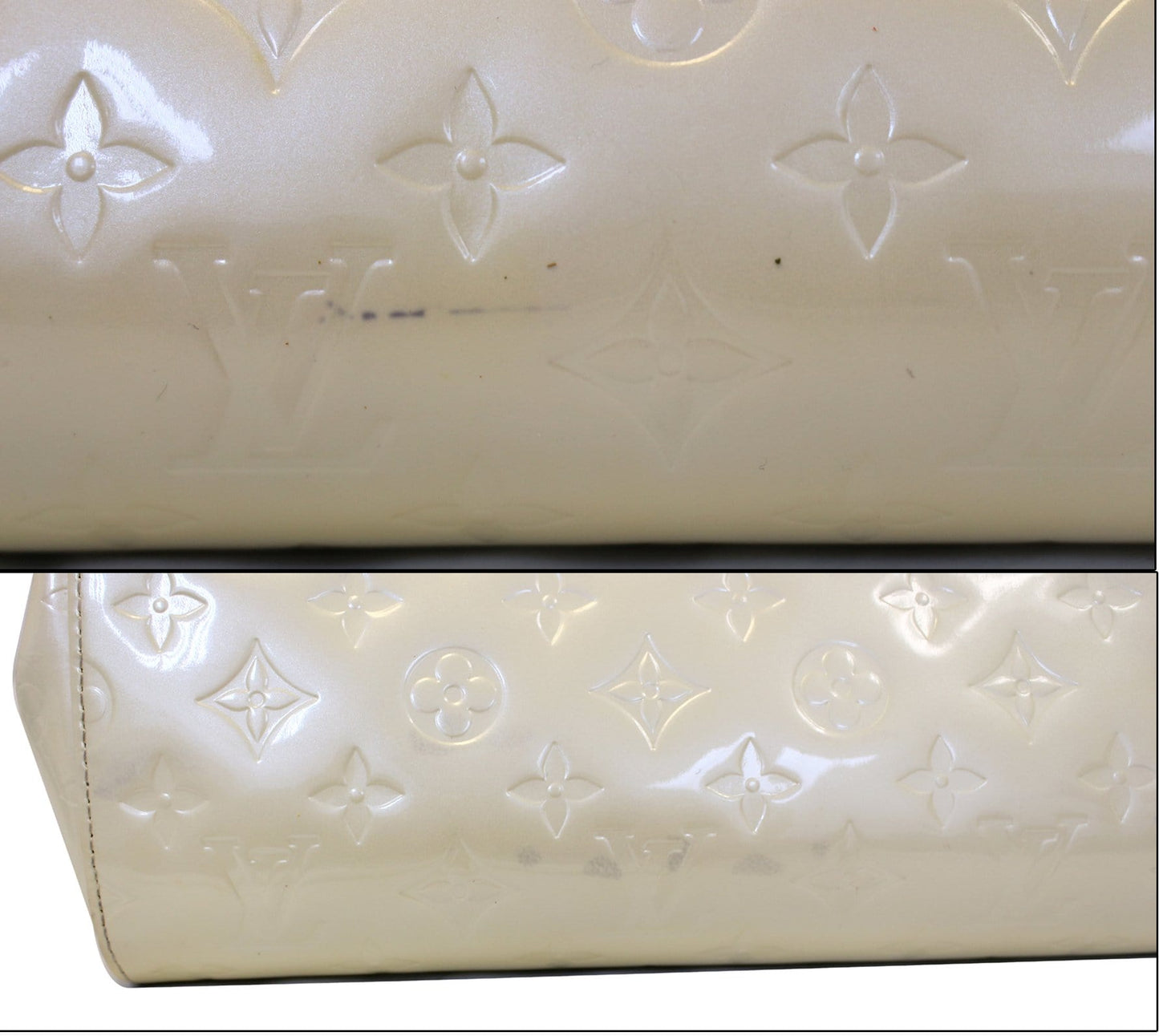 LOUIS VUITTON Cream Vernis Leather Roxbury Drive Shoulder Bag