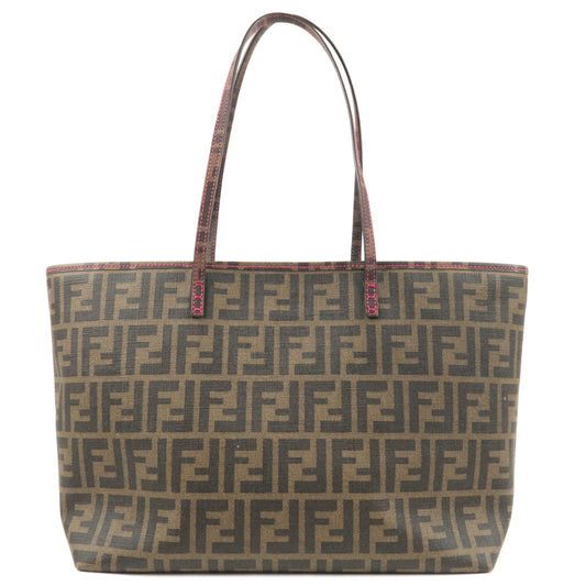 FENDI Zucca Logo Print PVC Tote Bag Khaki Black Pink 8BH198