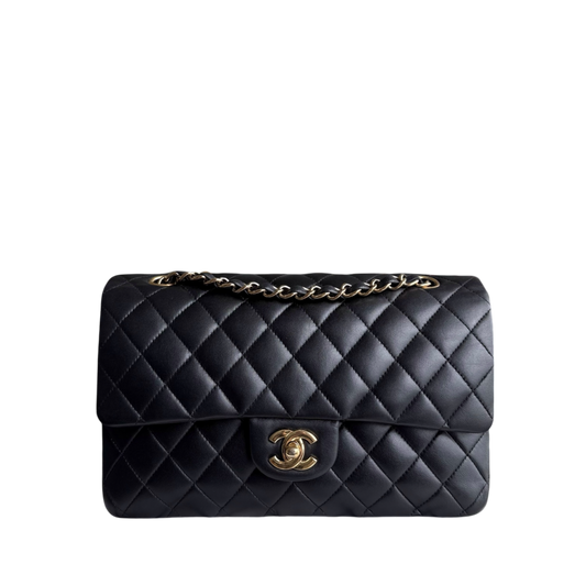 Chanel Classic Flap Medium - 25CM Quilted Lambskin Black Gold Hardware Series 13