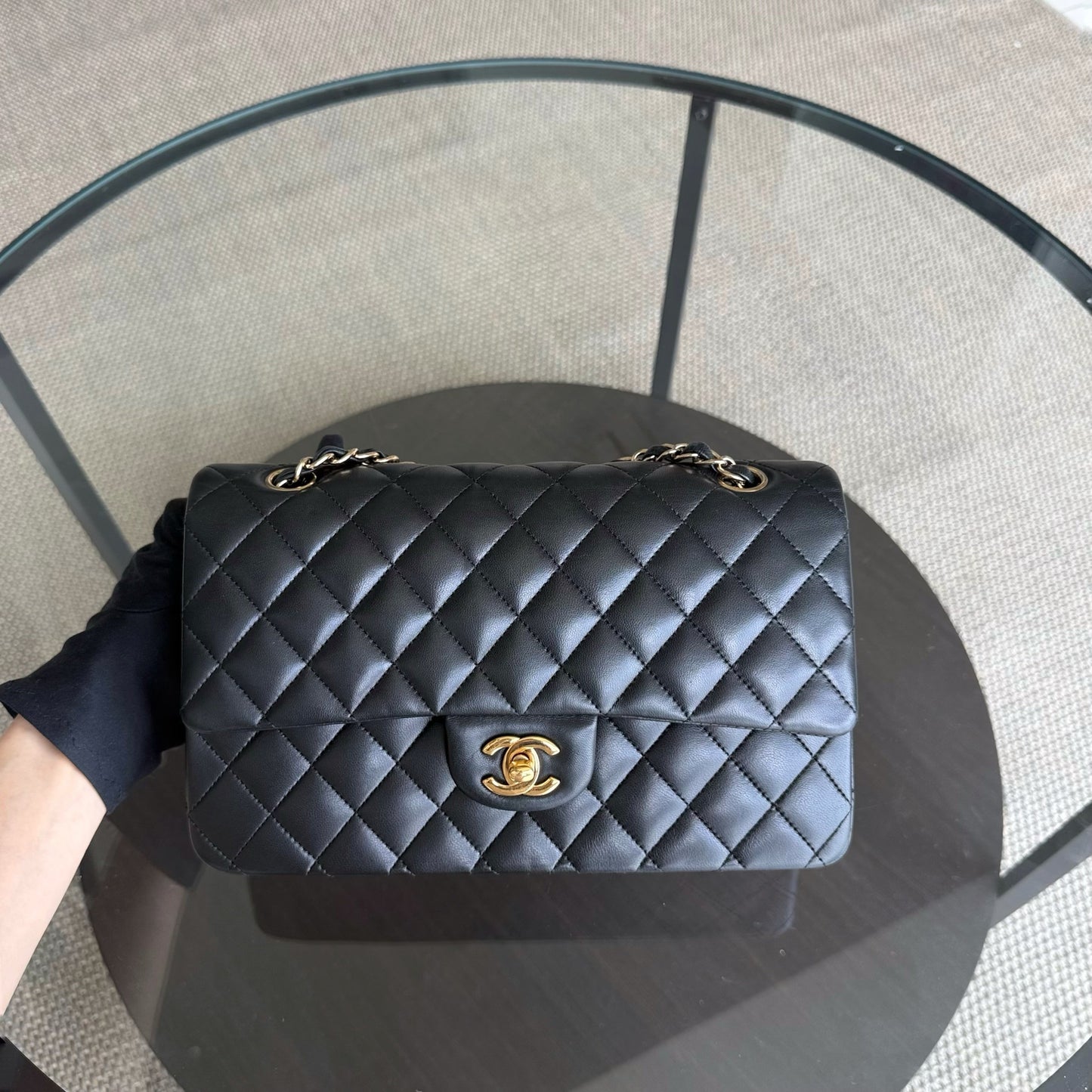 Chanel Classic Flap Medium - 25CM Quilted Lambskin Black Gold Hardware