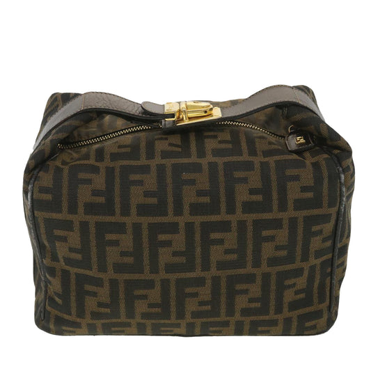 FENDI Zucca Canvas Vanity Cosmetic Pouch Black Brown  37617