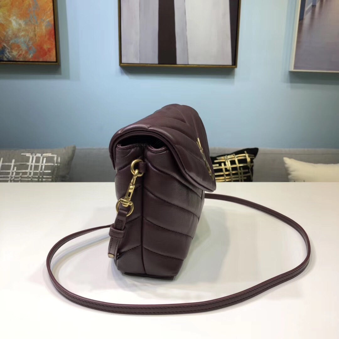 Top Quality Loulou Mini Shoulder Bag Burgundy For Women 7in/18cm YSL