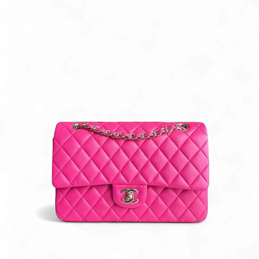 Chanel Classic Flap Medium - 25CM Quilted Lambskin Hot Pink Gold Hardware Series 22
