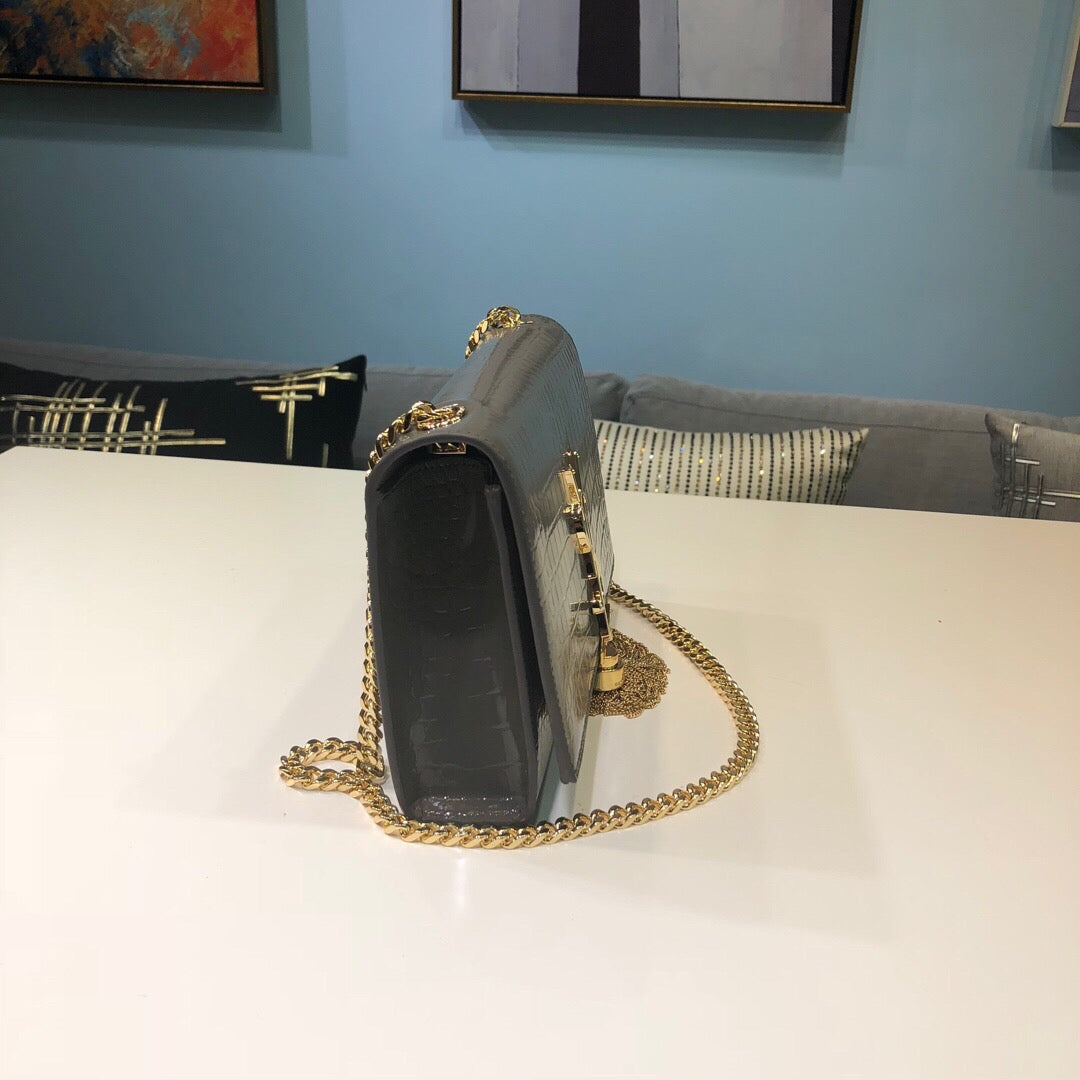 Top Quality Kate Small Chain Bag With Tassel In Embossed Green For Women 7.8in/20cm YSL 