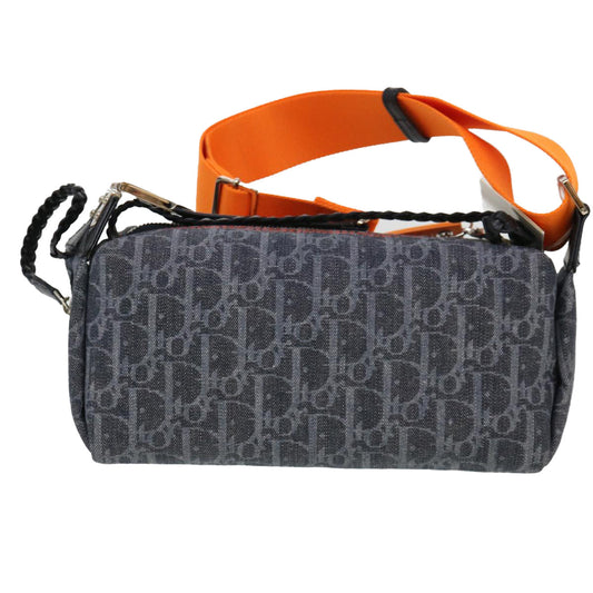CHRISTIAN DIOR Trotter Canvas Flight Shoulder Bag Navy Orange  39354A