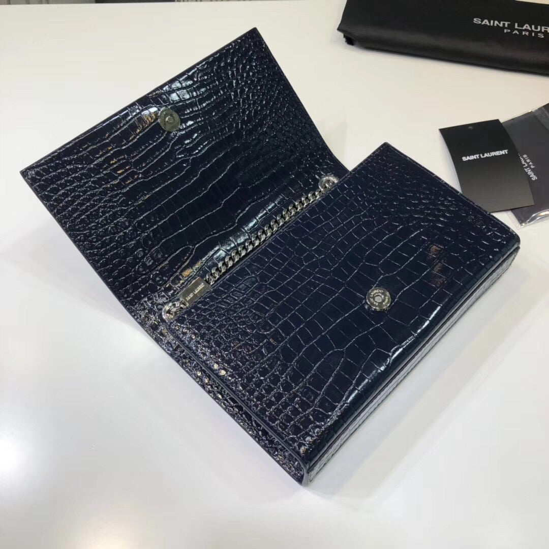 Top Quality Kate Small Chain Bag With Tassel In Embossed Black For Women 7.8in/20cm YSL 474366DND0N1000