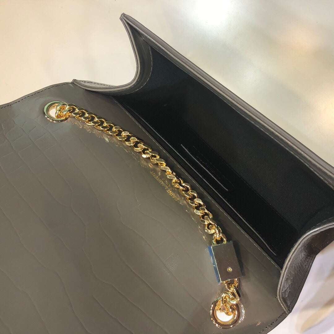 Top Quality Kate Small Chain Bag With Tassel In Embossed Green For Women 7.8in/20cm YSL 