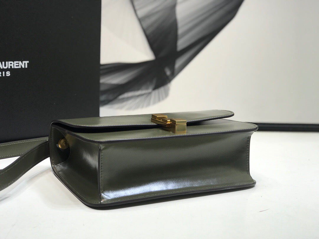 Top Quality Le Carre Satchel In Box Dark Green For Women 9in/23cm YSL