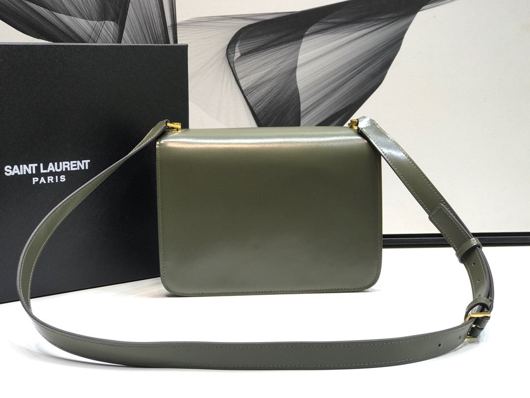 Top Quality Le Carre Satchel In Box Dark Green For Women 9in/23cm YSL