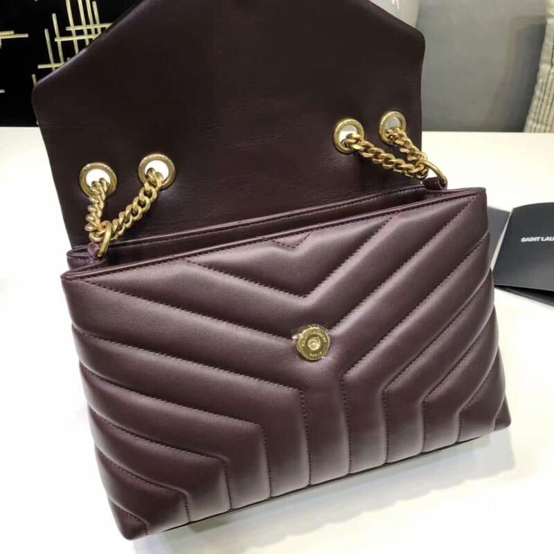 Top Quality Loulou Small Chain Bag In Matelassé "Y" Burgundy For Women 9.8in/23cm YSL 494699DV7276475