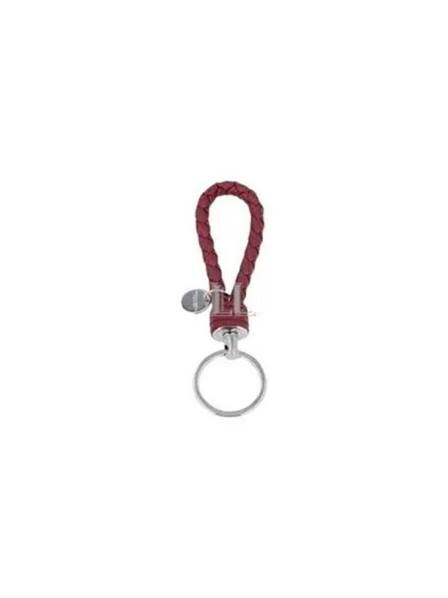 Luxury Bottega Veneta Intrecciato Leather Key Holder Burgundy