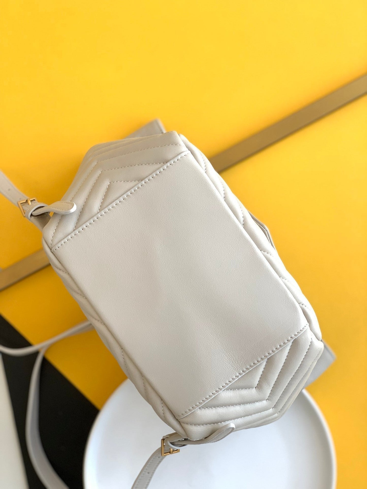 Top Quality Joe Backpack In Monogram With Bronze-Toned Hardware White For Women 11.5in/22cm YSL 6726091EL079207