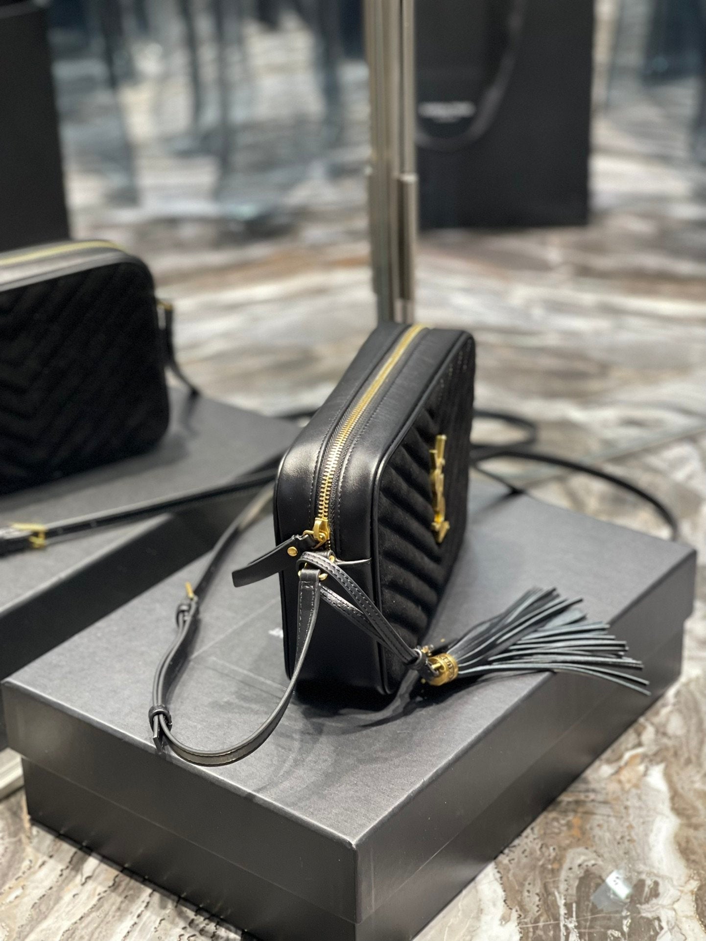 Top Quality Lou Camera Bag Black With Gold Hardware For Women 9in/23cm YSL 612544C4BW71000