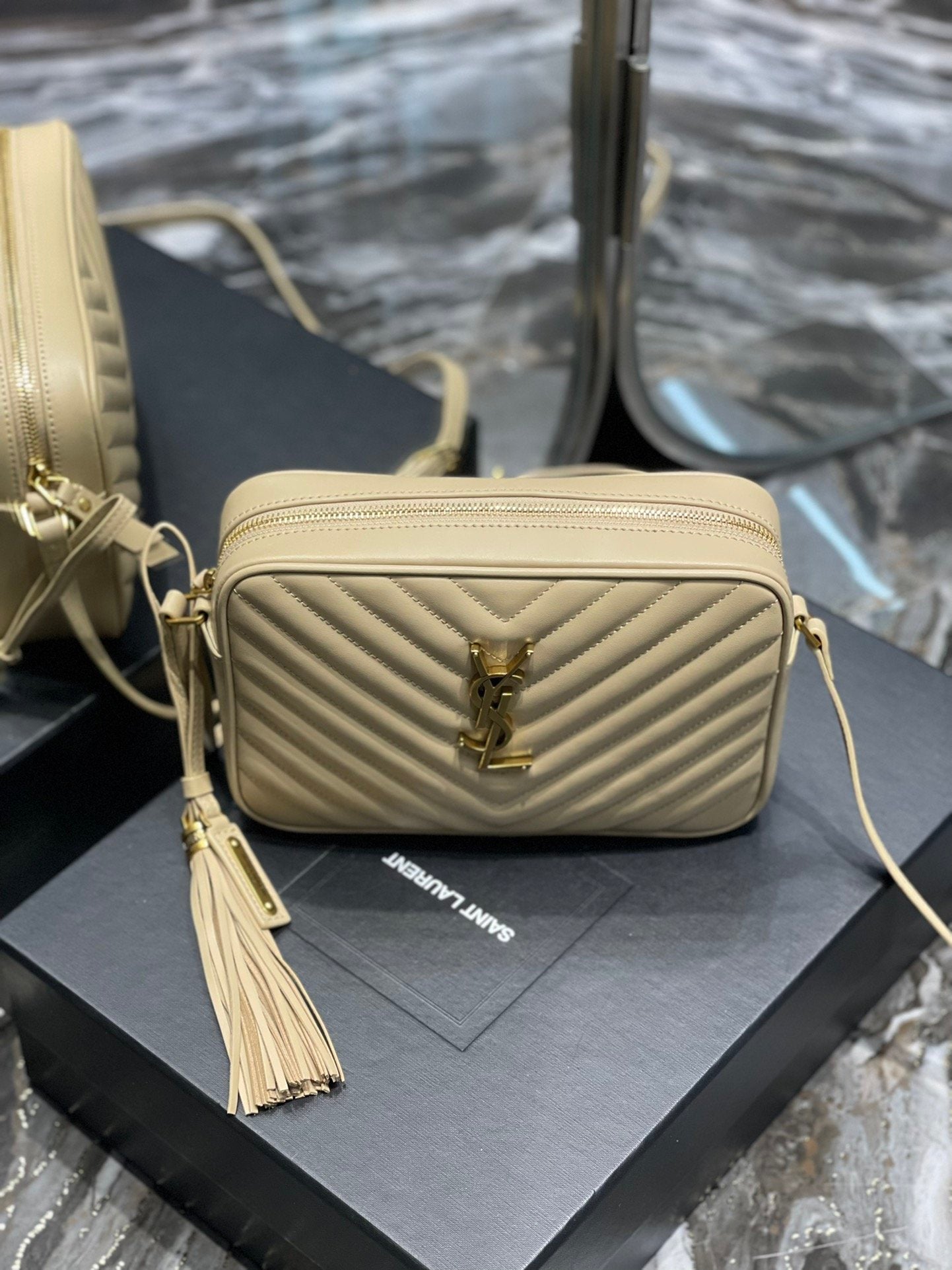 Top Quality Lou Camera Bag Beige With Gold Toned Hardware For Women 9in/23cm YSL 612544DV7072721