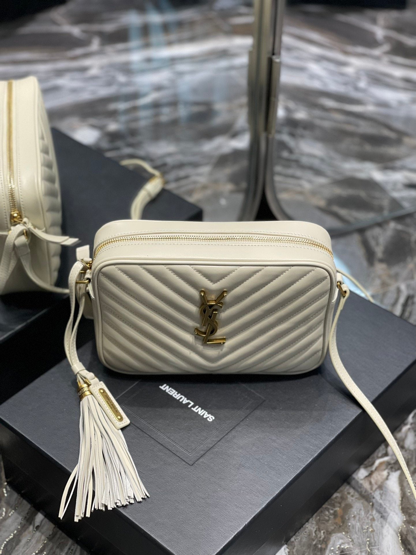 Top Quality Lou Camera Bag White With Gold Toned Hardware For Women 9in/23cm YSL 612544DV7079207