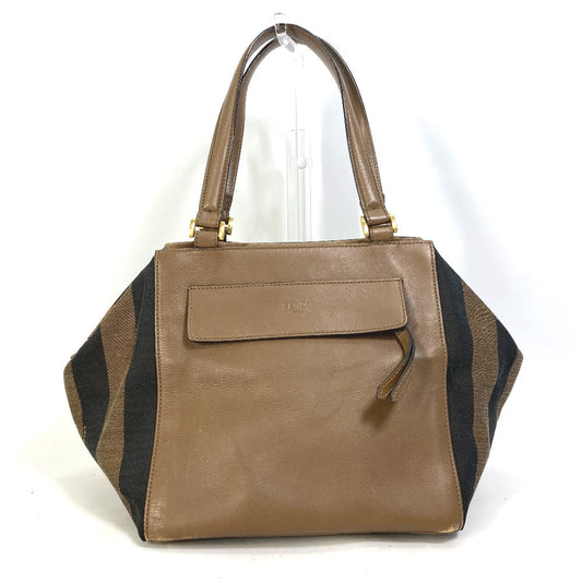 FENDI Handbag 8BN251 Leather/Canvas, Suede Brown Pecan Women