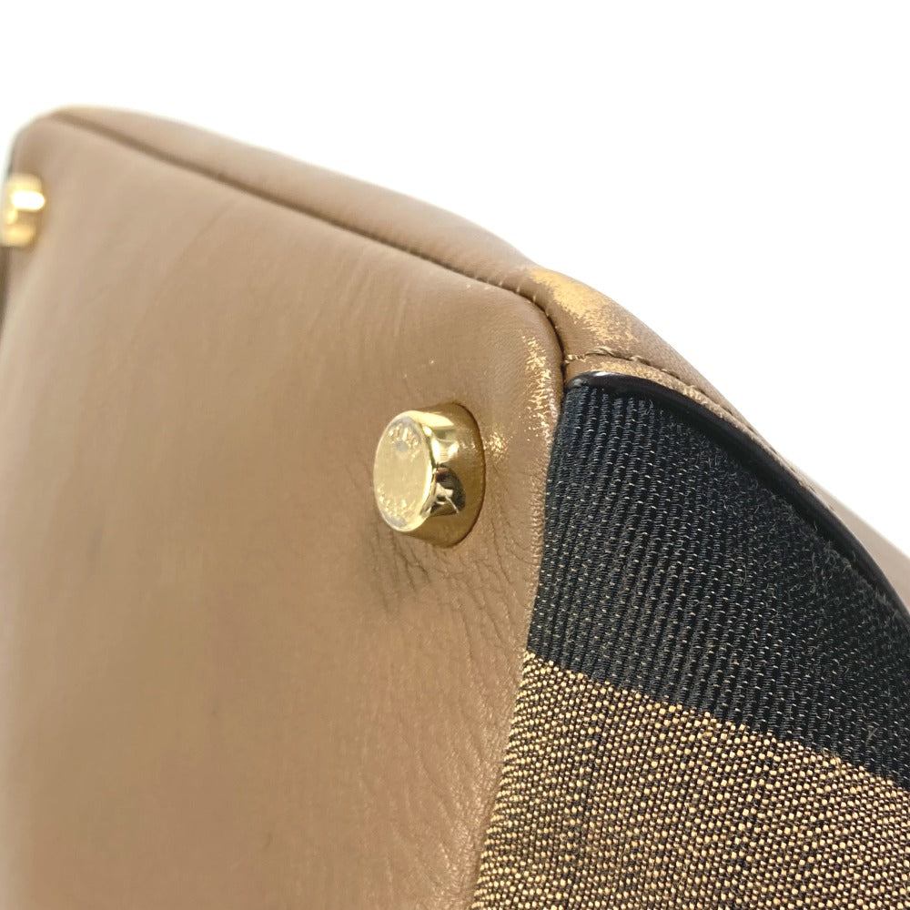 FENDI Handbag 8BN251 Leather/Canvas, Suede Brown Pecan Women