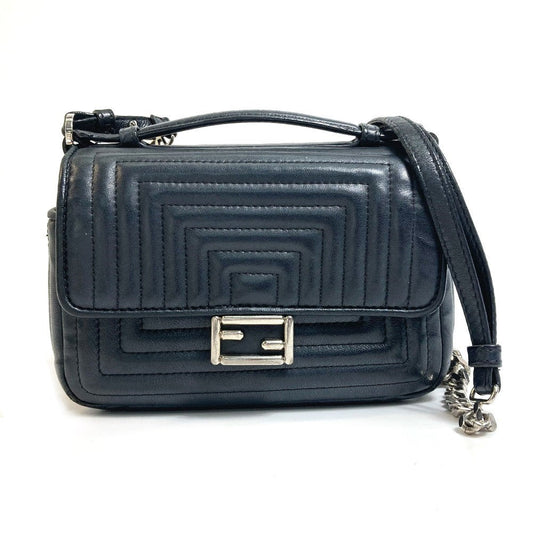 FENDI Shoulder Bag 8M0371 leather black Pochette Crossbody Double micro baguette Women