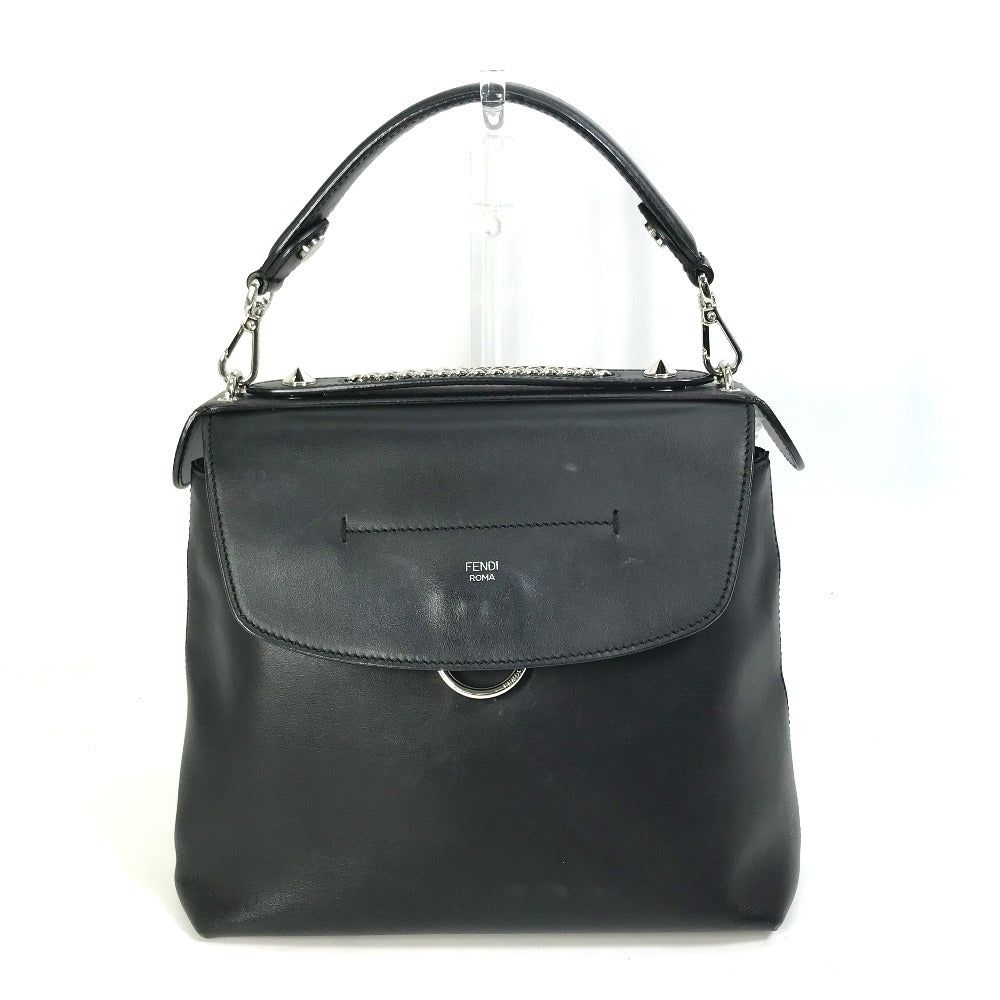 FENDI Backpack 8BZ042 leather black Bag to school Women