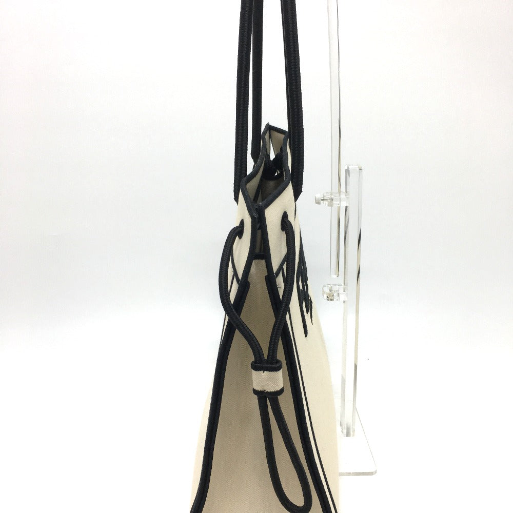 FENDI Tote Bag 8BH379 canvas Beige x black logo rome shopper Women