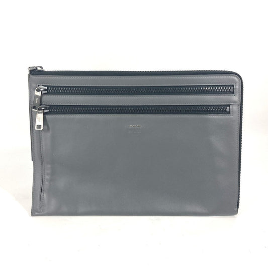 FENDI Clutch bag 7M0237 leather gray Zip mens